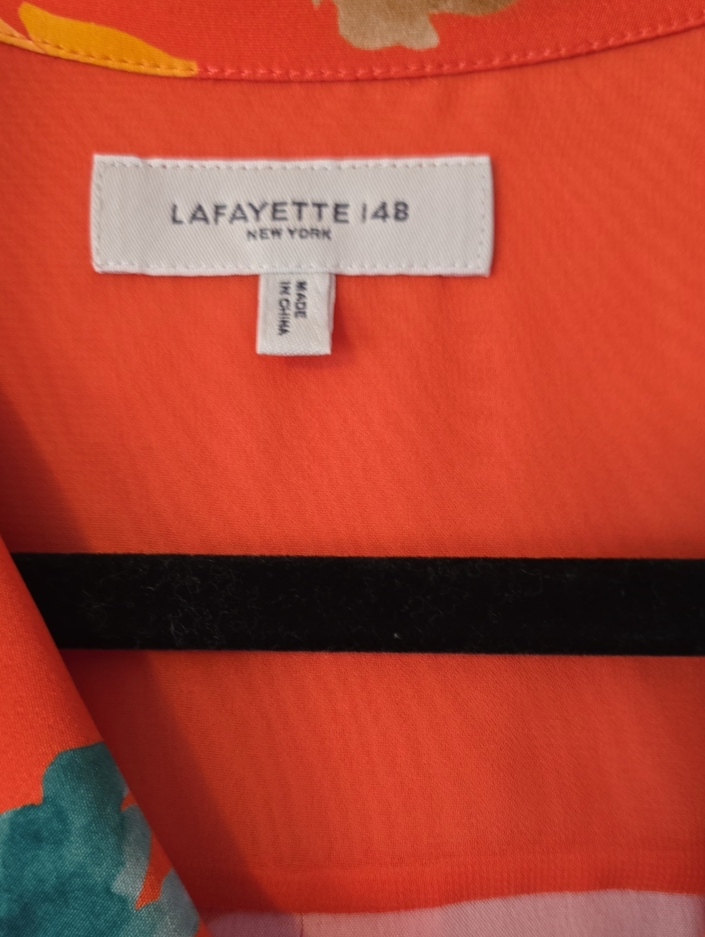 Lafayette 148 New York Orange Floral Button-Front Silk Blouse Sz Med - Picture 3 of 5